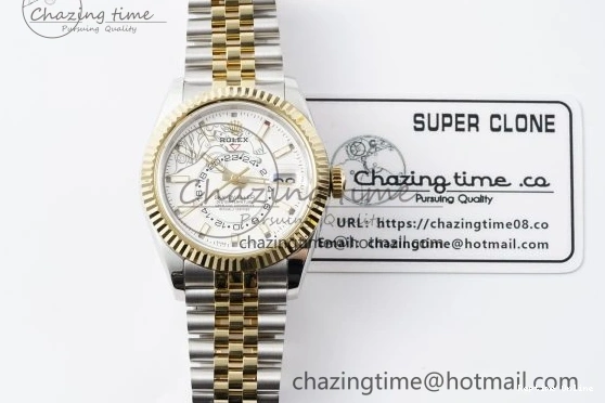 0512 Skydweller SS YG Noob Best Edition White Dial on SS YG Jubilee Bracelet A23J FastDry 2125